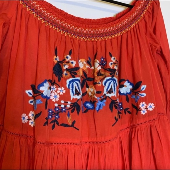 Free People red off the shoulder mini dress - Picture 3 of 7